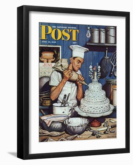 "Icing the Wedding Cake," Saturday Evening Post Cover, June 16, 1945-Stevan Dohanos-Framed Giclee Print