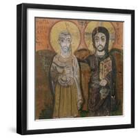 Icon Depicting Abbott Mena with Christ, from Baouit, 6th-7th Century-null-Framed Giclee Print