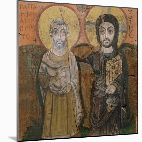 Icon Depicting Abbott Mena with Christ, from Baouit, 6th-7th Century-null-Mounted Giclee Print