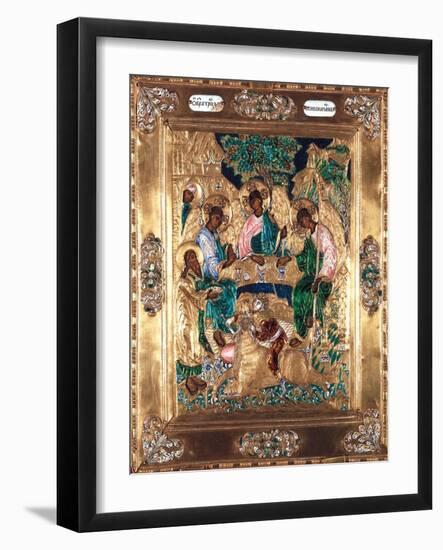 Icon Depicting Abraham and the Three Angels, Moscow School-null-Framed Giclee Print