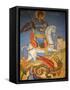 Icon Depicting St. George Slaying a Dragon in St. George's Orthodox Church, Madaba, Jordan-null-Framed Stretched Canvas