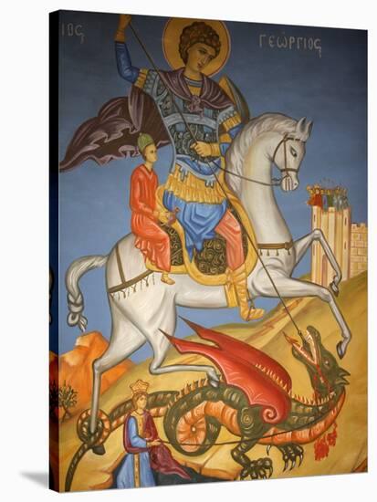 Icon Depicting St. George Slaying a Dragon in St. George's Orthodox Church, Madaba, Jordan-null-Stretched Canvas