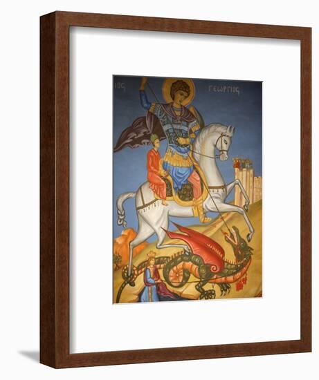 Icon Depicting St. George Slaying a Dragon in St. George's Orthodox Church, Madaba, Jordan-null-Framed Photographic Print