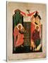 Icon Depicting the Annunciation, Novgorod School (Oil on Panel)-Russian-Stretched Canvas