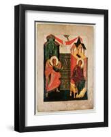 Icon Depicting the Annunciation, Novgorod School (Oil on Panel)-Russian-Framed Premium Giclee Print