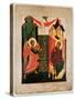 Icon Depicting the Annunciation, Novgorod School (Oil on Panel)-Russian-Stretched Canvas