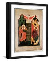 Icon Depicting the Annunciation, Novgorod School (Oil on Panel)-Russian-Framed Giclee Print