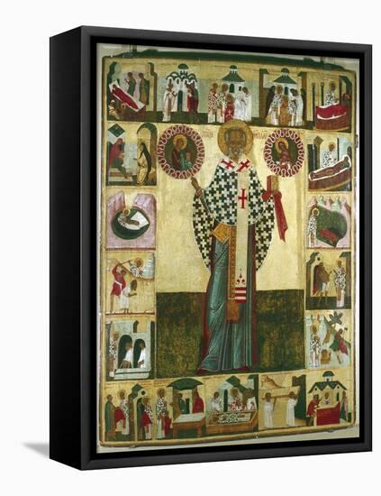 Icon of St Nicholas, Russian-null-Framed Stretched Canvas