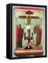 Icon of the Crucifixion with the Virgin, Mary Magdalene, St. John and the Centurion Longinus-null-Framed Stretched Canvas