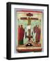 Icon of the Crucifixion with the Virgin, Mary Magdalene, St. John and the Centurion Longinus-null-Framed Giclee Print