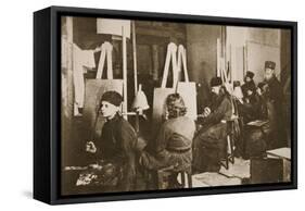 Icon Painting at Valamo Monastery on Lake Ladoga, C.1885 (Sepia Photo)-Russian Photographer-Framed Stretched Canvas