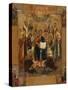 Icône : le Christ Pantocrator entouré de saints-null-Stretched Canvas