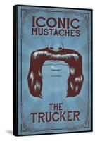 Iconic Mustaches - Trucker-Lantern Press-Framed Stretched Canvas