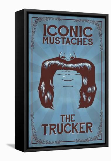 Iconic Mustaches - Trucker-Lantern Press-Framed Stretched Canvas