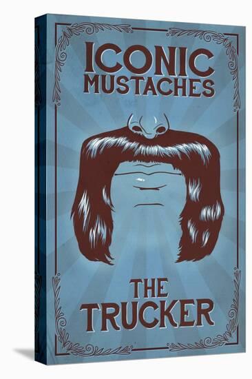 Iconic Mustaches - Trucker-Lantern Press-Stretched Canvas