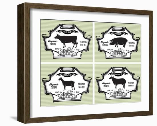 Icons Pig, Cow, Sheep, Goat-111chemodan111-Framed Art Print