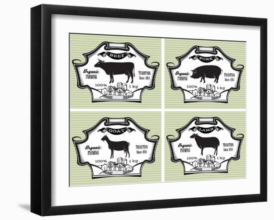 Icons Pig, Cow, Sheep, Goat-111chemodan111-Framed Art Print