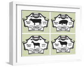 Icons Pig, Cow, Sheep, Goat-111chemodan111-Framed Art Print