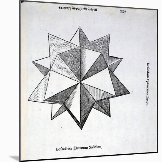 Icosaedron Elevatum Solidum, Illustration from 'Divina Proportione' by Luca Pacioli…-Leonardo da Vinci-Mounted Giclee Print