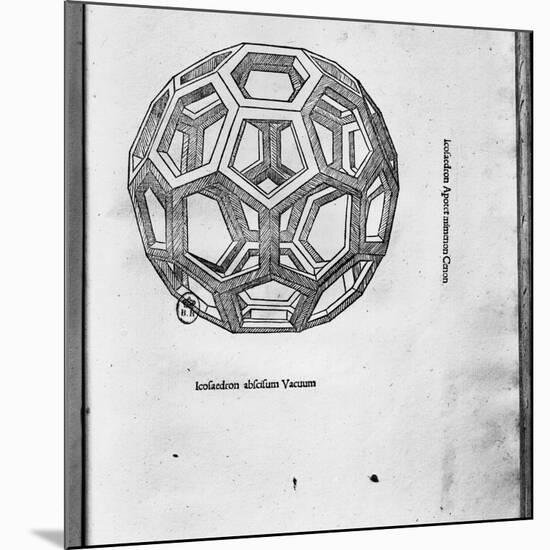 Icosahedron, from "De Divina Proportione" by Luca Pacioli, Published 1509, Venice-Leonardo da Vinci-Mounted Giclee Print