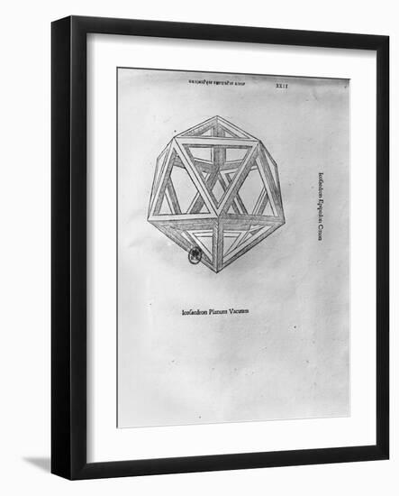 Icosahedron, from "De Divina Proportione" by Luca Pacioli, Published 1509, Venice-Leonardo da Vinci-Framed Giclee Print