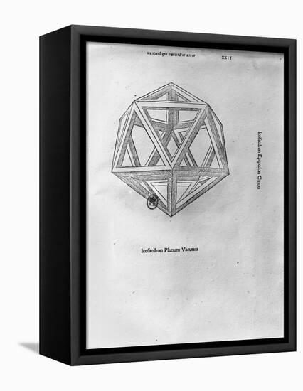 Icosahedron, from "De Divina Proportione" by Luca Pacioli, Published 1509, Venice-Leonardo da Vinci-Framed Stretched Canvas