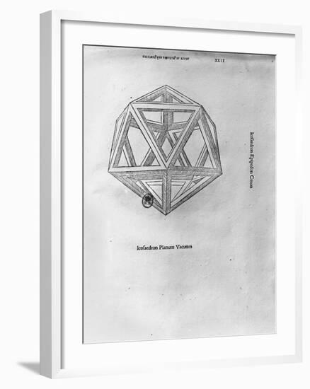 Icosahedron, from "De Divina Proportione" by Luca Pacioli, Published 1509, Venice-Leonardo da Vinci-Framed Giclee Print