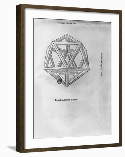 Icosahedron, from "De Divina Proportione" by Luca Pacioli, Published 1509, Venice-Leonardo da Vinci-Framed Giclee Print