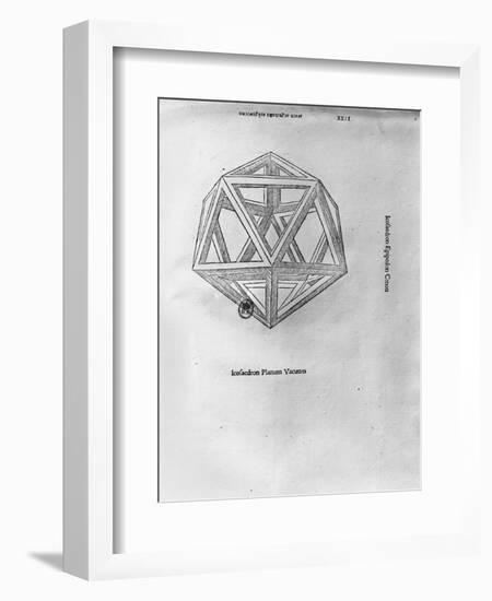 Icosahedron, from "De Divina Proportione" by Luca Pacioli, Published 1509, Venice-Leonardo da Vinci-Framed Giclee Print