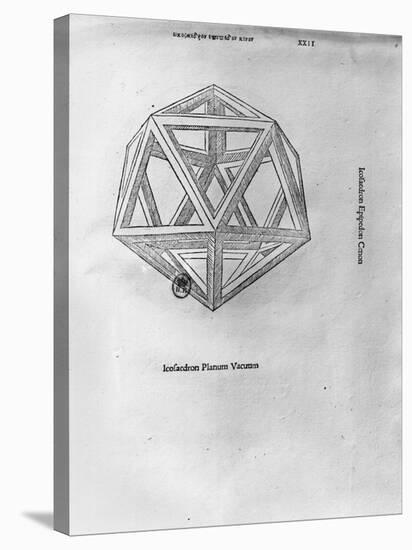 Icosahedron, from "De Divina Proportione" by Luca Pacioli, Published 1509, Venice-Leonardo da Vinci-Stretched Canvas