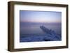 Icy Morning at the LŸbeck Bay in TravemŸnde, Iced Up Stones, Pier, Ship, Morning Mood-Uwe Steffens-Framed Photographic Print