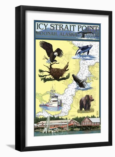 Icy Strait Point Nautical Chart - Hoonah, Alaska-Lantern Press-Framed Art Print