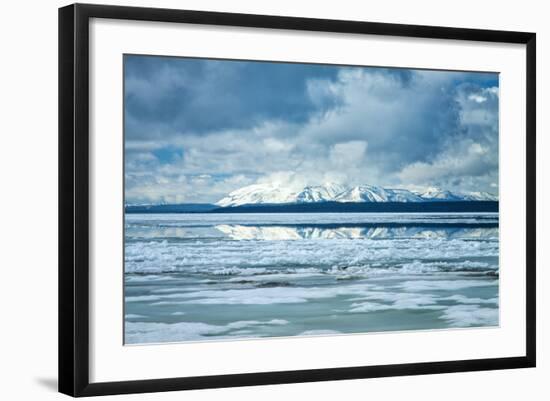 Icy Summer Landscape at Yellowstone Lake, Wyoming-Vincent James-Framed Photographic Print