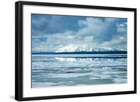 Icy Summer Landscape at Yellowstone Lake, Wyoming-Vincent James-Framed Photographic Print