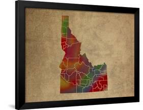 ID Colorful Counties-Red Atlas Designs-Framed Giclee Print