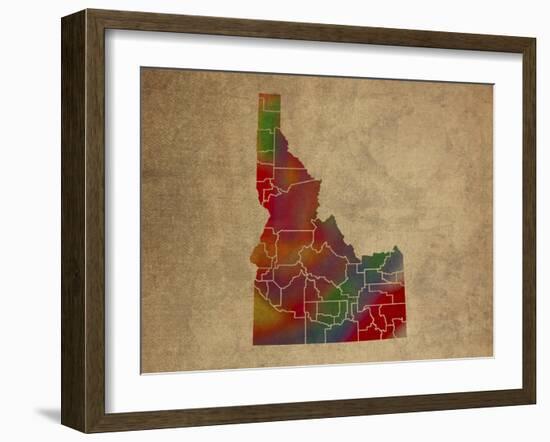 ID Colorful Counties-Red Atlas Designs-Framed Giclee Print