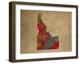 ID Colorful Counties-Red Atlas Designs-Framed Giclee Print