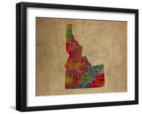 ID Colorful Counties-Red Atlas Designs-Framed Giclee Print