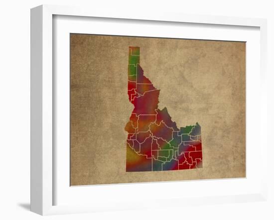 ID Colorful Counties-Red Atlas Designs-Framed Giclee Print