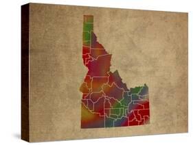 ID Colorful Counties-Red Atlas Designs-Stretched Canvas