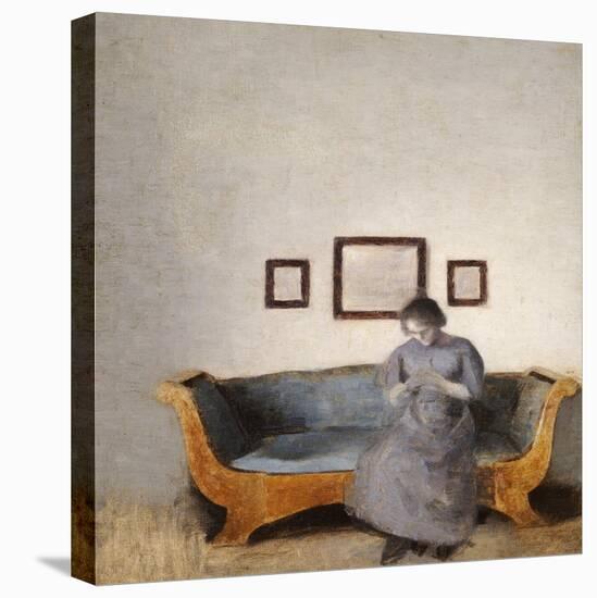 Ida Hammershoi Sitting on a Sofa-Vilhelm Hammershoi-Stretched Canvas
