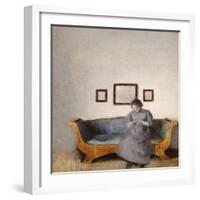 Ida Hammershoi Sitting on a Sofa-Vilhelm Hammershoi-Framed Giclee Print