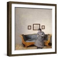 Ida Hammershoi Sitting on a Sofa-Vilhelm Hammershoi-Framed Giclee Print