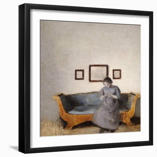 Ida Hammershoi Sitting on a Sofa-Vilhelm Hammershoi-Framed Giclee Print