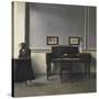 Ida in an Interior with Piano-Vilhelm Hammershoi-Stretched Canvas