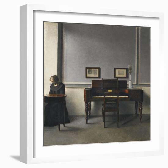 Ida in an Interior with Piano-Vilhelm Hammershoi-Framed Giclee Print