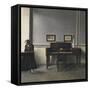 Ida in an Interior with Piano-Vilhelm Hammershoi-Framed Stretched Canvas