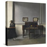 Ida in an Interior with Piano-Vilhelm Hammershoi-Stretched Canvas