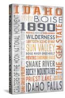 Idaho - Barnwood Typography-Lantern Press-Stretched Canvas