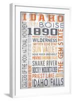 Idaho - Barnwood Typography-Lantern Press-Framed Art Print